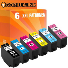 Gorilla-Ink 6 XXL kasetnes saderīgas ar Epson T3791 T3792 T3793 T3794 T3795 T3796 378XL Piemērots Expression Photo XP-8000 XP-8005 XP-8500 XP-8505 XP-8600 XP-8605 XP-1500 00