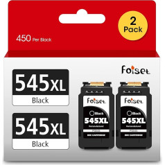 Foiset 2 melnas Canon 545 545 XL melnas krāsas kasetnes Canon PG 545 Black priekš Canon PIXMA TS205 TS305 TS3350 TS3452 TR4550 MG2550 MG2555 MG2900 MG2950 MG3050 MG3050 MG3051 MX495