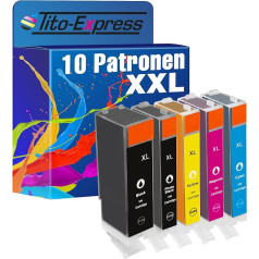 Tito-Express PlatinumSerie 10 XXL kasetnes, kas saderīgas ar Canon PGI-570 XL un CLI-571 XL | Pixma MG-5750 MG-5751 MG-5752 MG-5753 MG-6850 MG-6851 MG-6852 MG-6853 MG-7750 MG-77 MG-77 MG-51 MG-7752