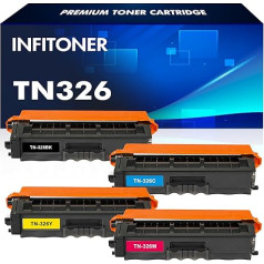 INFITONER 4 pakuočių TN326 TN-326 TN 326 tonerio kasetė, skirta pakeisti HL-L8250CDN HL-L8350CDW MFC-9460CDN DCP-L8400CDN DCP-L8450CDW HL-L8350CDWT MFC-L8650CDW MFC-L8850CDW TW N-326BK TN-326C TN-326M TN-326Y