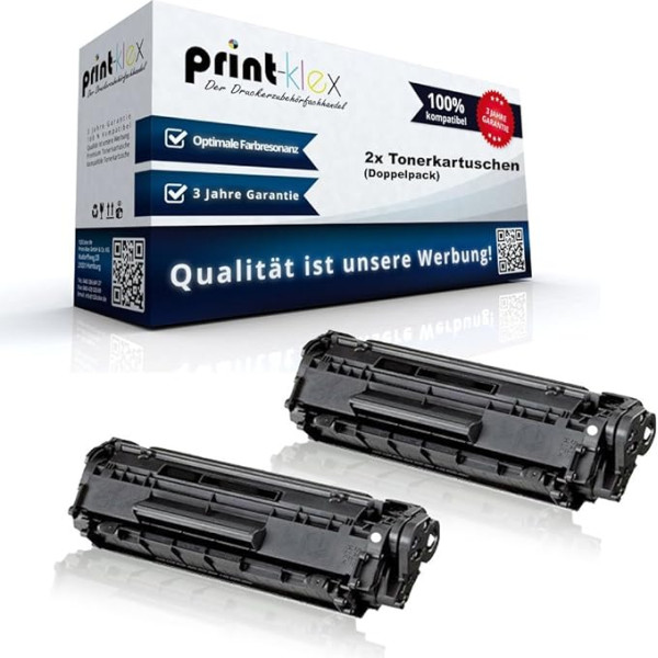 Print-Klex 2x alternatīvas tonera kasetnes HP Laserjet 1010 1012 1015 1018 1020 1022 1022 N HP12 A HP 12 A Black XXL - Color Edition sērija