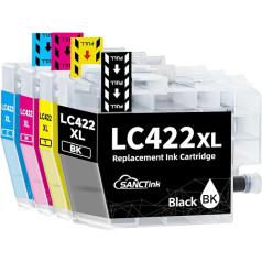 LC422XL LC422 kasetnes, kas saderīgas ar Brother LC-422 LC422 tintes kasetnēm, kas paredzētas Brother MFC-J5340DW, MFC-J5345DW, MFC-J5740DW, MFC-J6540DW, MFC-J6940DW printeru kasetnēm, iepakojumā 4 gab.