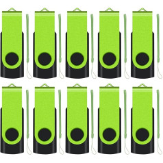 1GB USB Stick USB 2.0 Memory Stick 1GB Foldable Pack of 10 Green