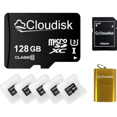 Cloudisk 5 Micro SD karšu iepakojums 128GB zibatmiņas atmiņas karte Micro SDXC C10 A2 U3 ar SD adaptera karšu lasītāju