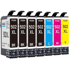 akaca Savietojamas tintes kasetnes ar Epson 502 502XL kasetnēm priekš Expression Home XP-5100 XP-5105 XP-5150 XP-5155, Workforce WF-2860DWF WF-2865DWF WF-2880DWF