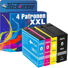 Tito-Express PlatinumSerie 4X kasetnes XXL Piemērotas Canon PGI2500 XL | Canon Maxify iB-4050 iB-4150 MB-5050 MB-5150 MB-5155 MB-5350 MB-5450 MB-5455