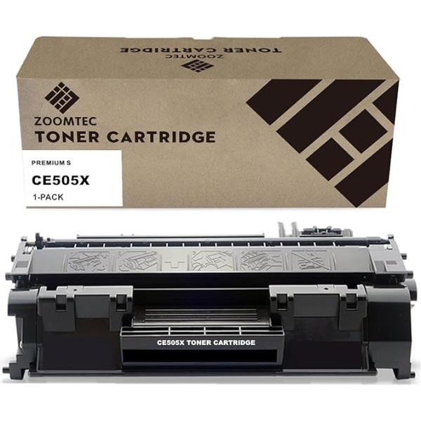 ZOOMTEC HP CE505X 05X CE505A 05A tonerio kasetė, suderinama su HP LaserJet P2030 P2035 P2035N P2050 P2055 P2055D P2055DN P2055X (1 juoda)