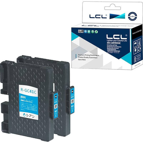 LCL suderinama rašalo kasetė GC-41 GC41 GC41C GC-41C 405762 Pigmentinis (2Cyan) rašalas, skirtas Ricoh Aficio SG 2100 2100N 2010L Aficio SG 3100SNW Aficio SG K3100DN Aficio SG 3110DN Aficio SG 3110DN Aficio SG 3110DNw