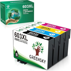 GREENSKY saderīga tintes kasetne Epson 603 603 XL priekš Epson Expression Home XP-4105 XP-4100 XP-3105 XP-3100 XP-2105 XP-2100 Workforce WF-2850DWF WF-2835DWF WF-2830DWF WF-2810DWF (4 iepakojumi)