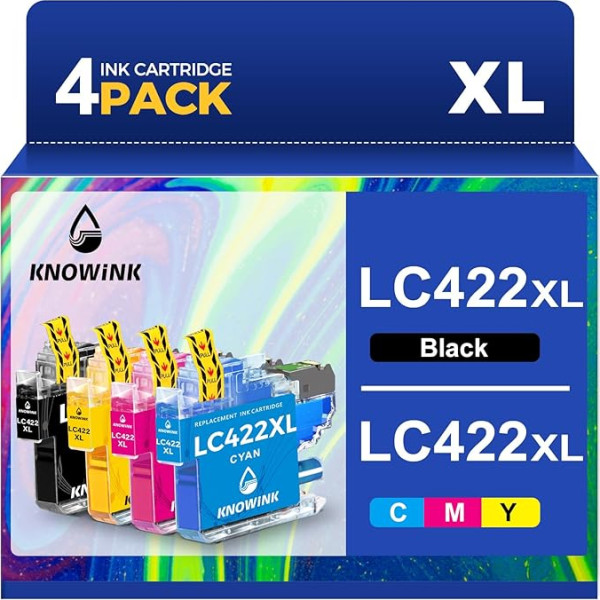 KNOWINK LC422XL LC422 kasetnes, kas saderīgas ar Brother LC-422 LC-422XL LC-422XL LC-422XLVAL printeru kasetnēm, kas paredzētas Brother MFC-J5340DW MFC-J5345DW MFC-J5740DW MFC-J6540DW MFC-J6940DW (4 iepakojumi)