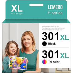 Lemero 301XL kasetės suderinamos su HP 301 spausdintuvo kasetėmis Multipack 301 XL juodos ir spalvotos Envy 4500 4504 4508 5530 Officejet 2620 4630 2622 Deskjet 2540 3050 2050 2544 rašalo kasetėmis