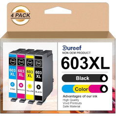 Gureef 603XL tintes kasetnes, kas paredzētas Epson 603 XL Expression Home XP-3100 XP-4100 XP-2100 XP-2105 XP-3105 Workforce WF-2810 WF-2830 WF-2835 WF-2850 printerim (B/C/M/Y, 4 gab.)