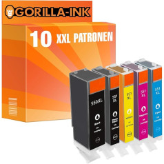 Gorilla-Ink 10 kasetnes, kas saderīgas ar Canon PGI-550 CLI-551 XL | Piemērots Pixma MG-5450 MG-5550 MG-5650 MG-5650 MG-5655 MG-6350 MG-6420 MG-6450 MG-6650 MG-712 00 MG-7 150 MG-7550