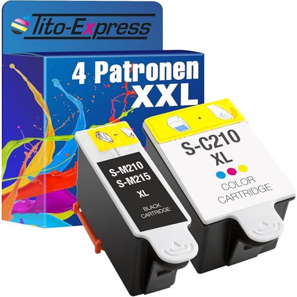 Tito-Express PlatinumSerie 4 XXL kasetnes, kas saderīgas ar Samsung INK-M210/215 un INK-C210 | CJX-1000 CJX-1050W CJX-2000FW | 3X melna 1x krāsaina