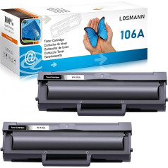 LOSMANN 106A Tonera kasetnes saderīgas ar HP 106A W1106A priekš HP Laser 107a 107r 107w MFP 135a 135r 135w 135w 135wg MFP 137fnw 137fwg ar mikroshēmu (2 Black)