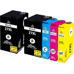 KING OF FLASH Tintenpatronen Ersatz für Epson 27XL für Workforce WF-7720 WF-7210 WF-7710 WF-3620 WF-3640 WF-7110 WF-7610 WF-7620 WF-7620 WF-7715 (1 rinkinys ir 1 juodos spalvos)