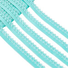 GORGECRAFT 20 Yard Ruffle Edge Elastīga 13 mm plata mala elastīga mežģīņu apdares siksna apakšveļai Tamborēta mežģīņu aukla lente šūšanai amatniecībai Izgreznojumi Vidējs akvamarīns