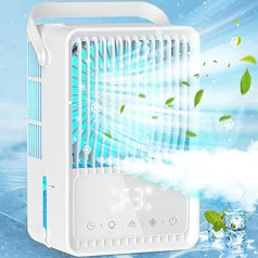 Iztvaikošanas gaisa dzesētājs ar taimeri, pārnēsājams USB gaisa kondicioniera ventilators, 3 ātrumi, 7 krāsas, 4-in-1 personīgais dzesētājs, galda ventilators mājām, birojam, birojam