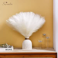 Serwalin Pampas Grass Blue 45cm Iepakojumā 6 mākslīgās pampas zāles rotājumi tumši zils mājas dekors Mākslīgais pampas zāle zaļš spalvu rotājumi kāzu centrāles ballīšu dekorācijas