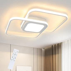 Homefire LED Ceiling Light Modern 48 W White Dimmable Bedroom Lamp with Remote Control Metal Design Living Room Lamp for Bedroom Living Room Children's Room Kitchen Dining Room