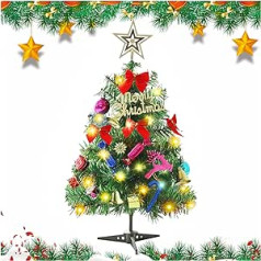 Mini Christmas Tree Small Christmas Tree with Lighting, 60 cm Table Christmas Tree Small Artificial Decorated for Christmas Decoration