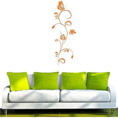 INDIGOS Wall Stickers Words/Quotes Wall Sticker Decals – F82 Abstract Design/Elaborate Planze with Curved Branches and a beautiful butterfly