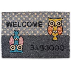 Relaxday kājslauķis kokosriekstu OWLS 40 x 60 cm kokosriekstu paklājiņš ar neslīdošu PVC apakšklāju, kājslauķis no kokosšķiedras kā netīrumu savācējs un tīrīšanas paklājiņš, durvju skrāpis āra un iekšpuses paklājiņam, pelēks