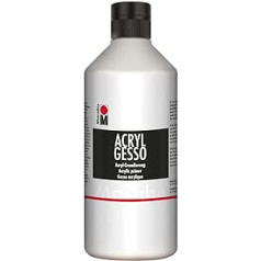 Marabu 12040075808 Akrila Gesso White 500 ml, smalks, ļoti klājošs akrils, ūdens bāzes gruntējums, vāji uzsūcošs, gludai krāsas uzklāšanai un labai krāsu un materiālu saķerei