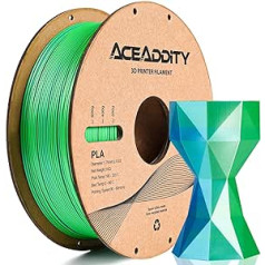 Aceaddity Silk Magic PLA 3D spausdintuvo siūlas, dviejų tonų koekstruzija, 1,75 mm, 3D spausdinimo PLA siūlas, blizgus šilkas, bendrai išspaustas PLA, matmenų tikslumas +/- 0,03 mm, 1 kg (mėlynai žalia)