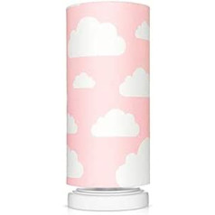 Lamps & Company Children's Bedside Lamp, Cute Cloud Lamp, Ideal as Children's Room Decoration, Girls and Baby Room Decoration, Table Lamp Pink and White with Cloud Pattern, Unique Reading Lamp Bed