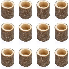 SUMTree Pack of 12 Wooden Candle Holders Votive Candle Holder Decoration for Home Table Wedding (Height 7cm)