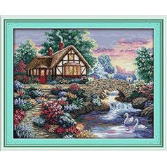 14CT Pre-Printed Die Cut DIY Cross Stitch Kit Complete Range of Beginner Starter Kits - Beautiful Home 54x44cm