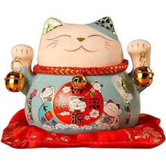 Lucky Cat Money Box 4,5 collu kolekcionējama kaķa figūriņa Izsmalcināta, jauka laimīgā piekariņa Lucky Cat Fengshui Cat Money Pot Dekorācija biznesa dāvanai (zilā krāsā)
