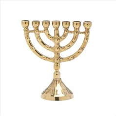 NKlaus Menorah 2882 11 cm augsti 7 svečturi svecēm līdz 1 cm diametrā Jeruzalemes svečturis Misiņš Zelta spīdīgs