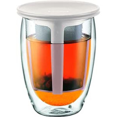 Bodum TEA FOR ONE tējas glāze ar plastmasas filtru (divsienu, izolēta, 0,35 litri), krēmkrāsas, 1 gab (1 iepakojumā)