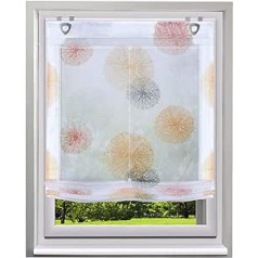 Bailey Jo Roman Blind With Circle Motif Print Design, Transparent Voile Curtain