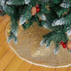 INMOZATA Christmas Tree Skirt 30 Inch Gold Sequins and Non-Woven Fabrics Christmas Tree Skirts Base Cover for Christmas Decorations