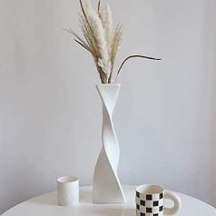 Cutfouwe Vase Keramikas balto ziedu vāze Moderna Pampas zālei, Roku darbs Boho Decoration Liela Vāze 40 cm Augsta Šaura galda dekorēšanai / Kāzu galda dekorēšanai, Vāze Balta
