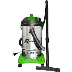 RIBIMEX Aspiri 30 L by PRASP30IT, RIBIMEX-PRASP30IT atkritumu tvertne iesūc cietas vielas un šķidrumus 30 l-1200 W, plastmasa un metāls, zaļš, melns, tērauds