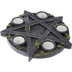 Nemesis Now B2538G6 Wiccan Pentagram tējas sveces turētājs 25,5 cm melni sveķi