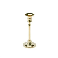 NKlaus 2876 Candle Holder 16 cm High Brass Gold Shiny for Candles for Diameter 2 cm Table Candle Taper Candle Modern Classic Look Wedding Christening Decoration