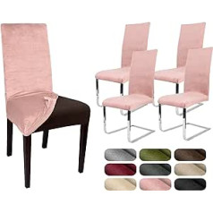 BEAUTEX 4 Lea kėdžių užvalkalų rinkinys, Elastingi paprasti tamprūs užvalkalai, pagaminti iš aksominio mikropluošto, spalvų pasirinkimas (Busiai rožinė / šviesi)