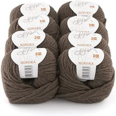 ggh Norvika Box - Virgin Wool Blend - 8 x 50 g Ball (Kopā 400 g) - Vilna adīšanai vai tamborēšanai Krāsa 008 - Taupe