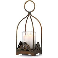 Sziqiqi Vintage Lanterns Candle Holder Metal Decorative Hurricane Lantern Holder for Pillar Candle Rustic Lantern Hanging Candle Holder Decoration Lantern for Wedding Party Centrepiece, Small