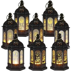 Ramadāna dekoratīvā laterna, Ramadāna dekorēšanas komplekta lampa Eid Mubarak dekorēšana, piekārtas Ramadāna pasaku gaismas ar LED svecēm mājas dārzam Ramadāna dāvanas Ramadāna dekoru komplekts Dzīvojamā istaba (8