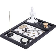 Zen Garden Buddha svečturis vīraks turētājs meditācijas dāvanu komplekts Yin Yang meditācija baltās smiltis un dekoratīvie akmeņi (Dzen Buda)