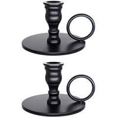 2 Pack Portable Matte Black Candle Holder Metal Candle Holder Retro Simple Wrought Iron Candle Holder for Wedding Birthday Dinner Bar Party Decorative Candles