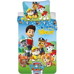 Paw Patrol gultas veļa kokvilnas spilvenu sega Chase Marshall Rocky 100x135cm