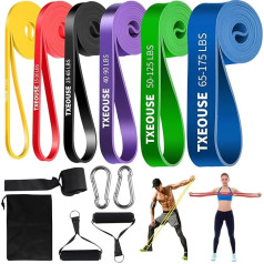 Txeouse Resistance Bands Set, Resistance Bands with 6 Resistance Levels with Door Anchor Handles and Carry Bag, Fitness Bands for Yoga, Pilates, Training, Pull-Up Aid, Strength Training for Men and Women