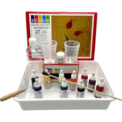 Südor SÜDOR EBRU PAINTING 27-Piece Marble Set for Beginners and Professionals. Ebru Marbling Set. Previously 5 Colours, Now 9 Colours (Only for Europe)